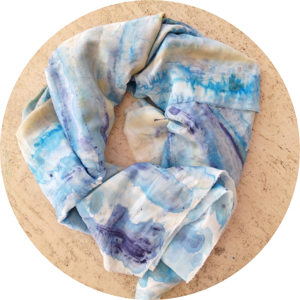 Image of Hand painted Winter Sky silk wrap