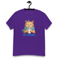 Image 6 of Cat-puccino Cozy Cat Coffee Graphic Unisex T-Shirt