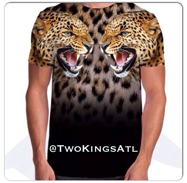 Image of TWO CHEETAHS GRAPHIC SHORT SLEEVE SHIRT - BLACK