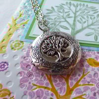 Image 2 of Vintage Style 'Tree of Life' Locket & Chains