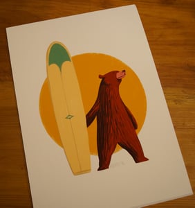 Image of Longboard bear giclee print