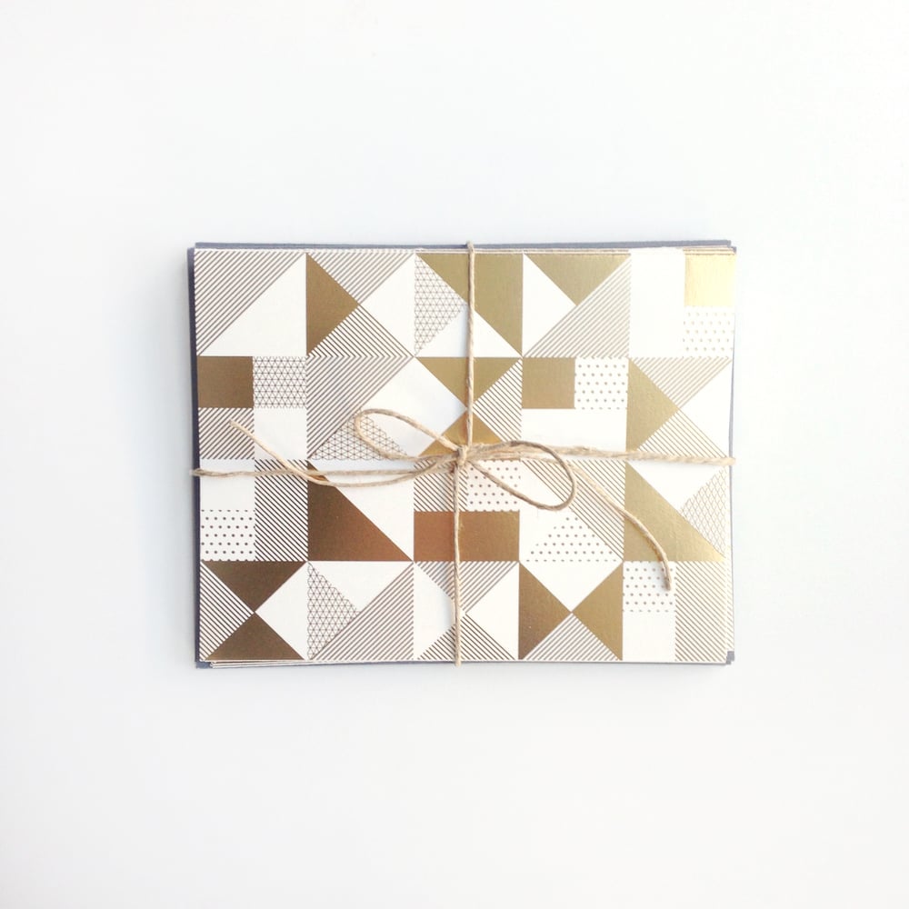 Image of Geometric Pattern Card in Gold, Boxed Set