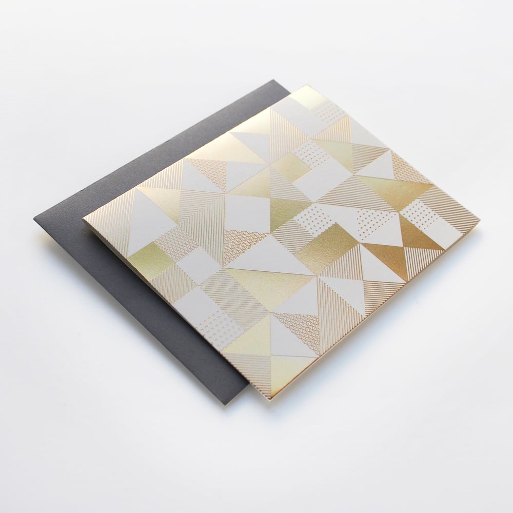 Image of Geometric Pattern Card in Gold, Single Card