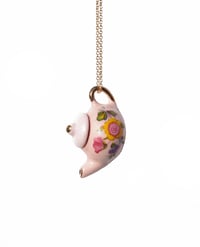 pink tea pot necklace