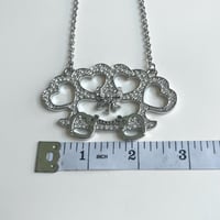 Image 3 of brass knuckle heart bow necklace *clear*