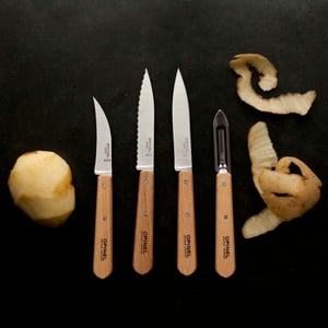 Image of Opinel kitchen prep knife set - beechwood