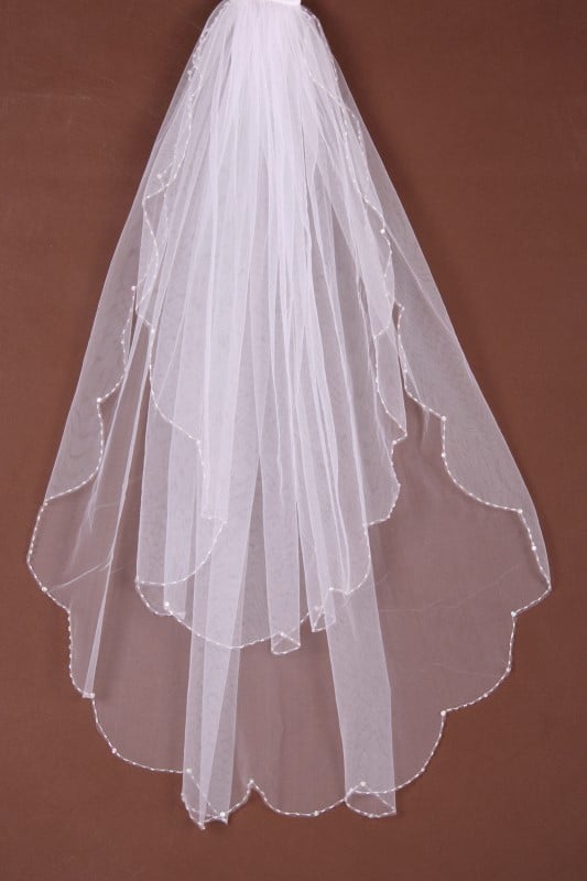 Image of Stunning Beaded Veil - White