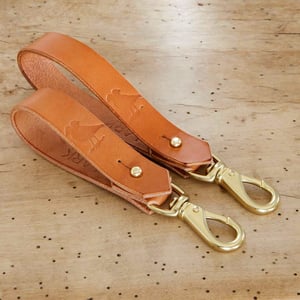 Image of Tan Leather Wrist Lanyard with Lever Snap