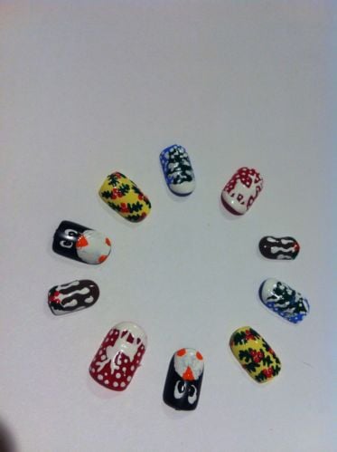 Image of Christmas Hand Painted False Nails - Set of 20