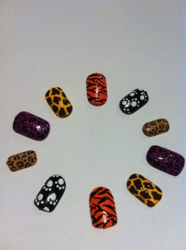 Image of Safari Themed Hand Painted False Nails! - Set Of 20