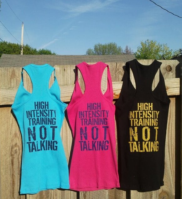 Image of Women's Racer Back Tank Top - Turquoise/Navy or Black/Gold Shimmer or Pink/Grape