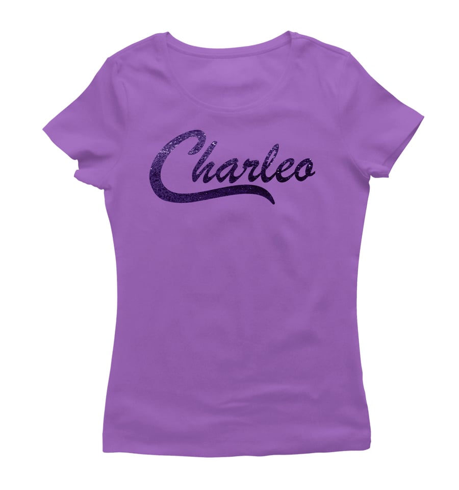 Ladies Original Charleo Tee Violet/Purple Bling | The Original Charleo Co.