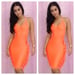 Image of Orange Open Back Dress w/ Fringed Sides