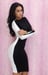 Image of Long Sleeve Black Front & White Open Back Bodycon Dress