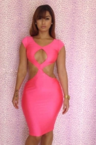 Image of Pink Cut Out Front Bodycon Dress