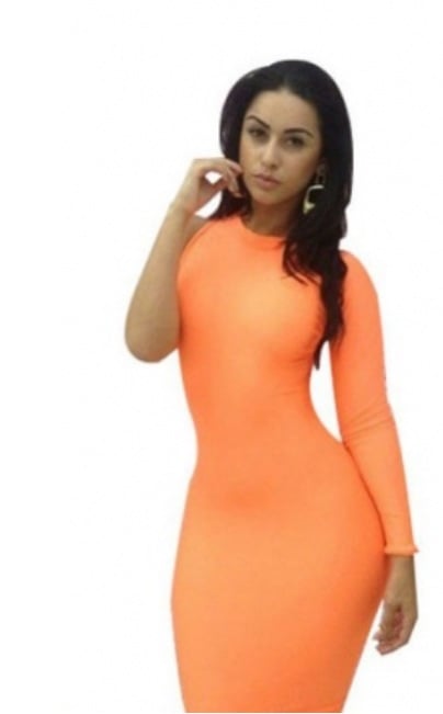 Image of Orange One Shoulder Bodycon Dress