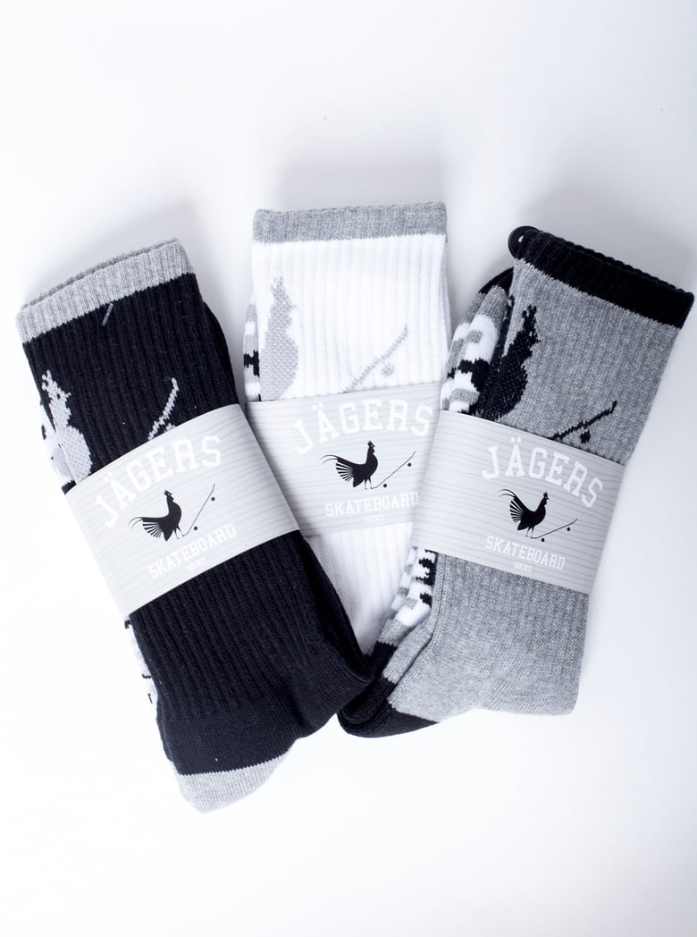 Image of Rooster Socks 3-Pack Black/White/Grey