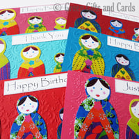 Image 2 of 6 Handmade Babushka Doll Greeting Cards