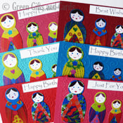 Image of 6 Handmade Babushka Doll Greeting Cards