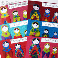 Image 1 of 6 Handmade Babushka Doll Greeting Cards