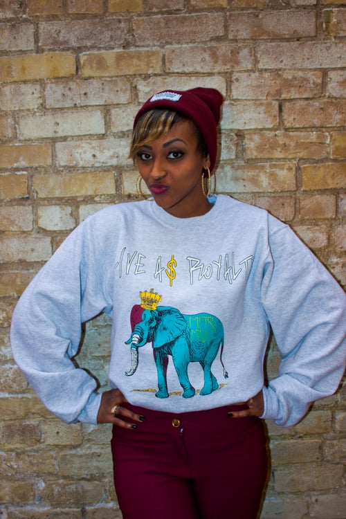 Image of LIVE A$ ROYALTY - BLUE ELEPHANT Crew Neck Sweater 