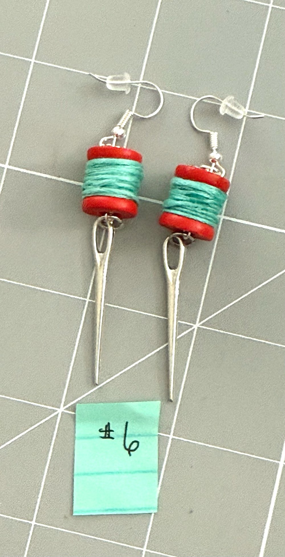 Image of Mini Thread Spool & Sewing Needle Earrings