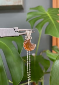 Image 1 of Silver Dainty Carnelian Moon Crystal Necklace