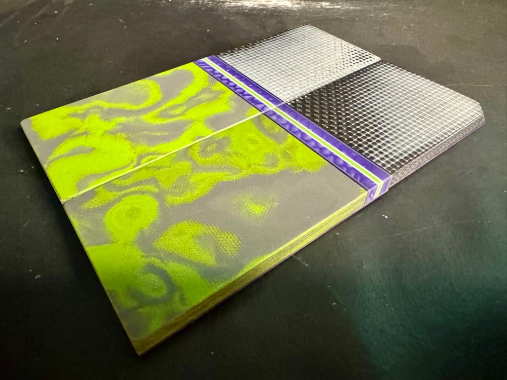 Image of Layered CF/G10 & Burl G10 Segmented Knife Scales