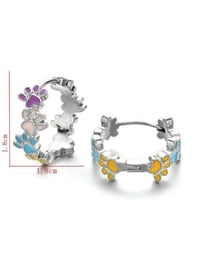 Image 3 of Colorful Paw Enamel Hoop Earrings 