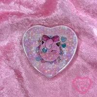 Image 1 of Jigglypuff Glitter Heart Badge