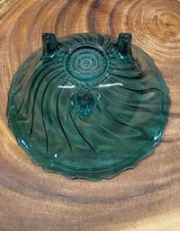 Image 7 of 1930's Jeanette Swirl Ultramarine 3 Toed Candy Dish