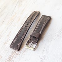 Image 1 of Dark Brown Chevre Strap With Double Stitch