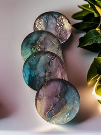 Image 1 of Set of 4 Epoxy Resin Art Coasters 'The Ocean Jasper'