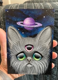 Image 2 of Third Eye Saturn Cat Original Acrylic Painting