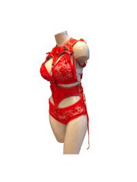 Image 3 of Red lace bolero set 