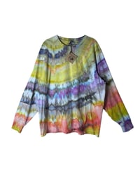 Image 4 of XL Unisex Adult Soft Long Sleeve Tee in Soft Brights Agate Ice Dye