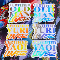 Image 5 of Gold/silver holographic foil sticker for certified yaoi, yuri, or old man lovers