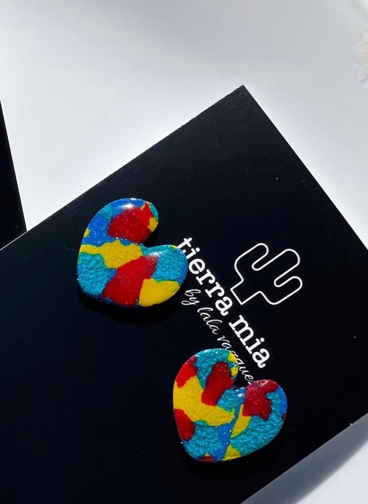 Image of Autism awareness heart studs 