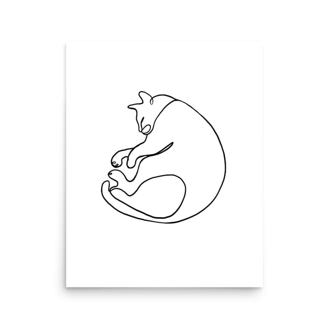 One Line Cat Nap Art Print