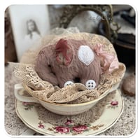 Image 5 of Handmade victorian plum flat elephant with "button wheels"