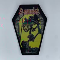 Slaughter - Strappado Woven Patch *COFFIN SHAPED*