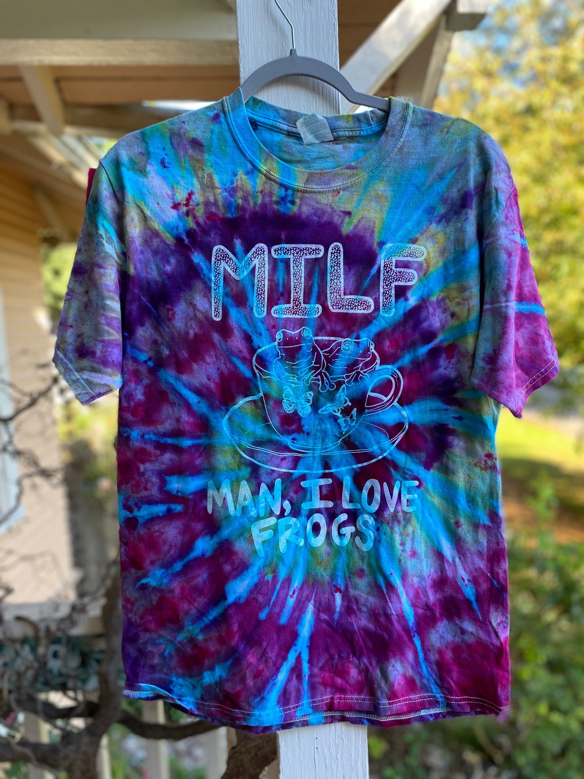 Image of MEDIUM MILF Man I Love Frogs Tie Dye Shirt 4