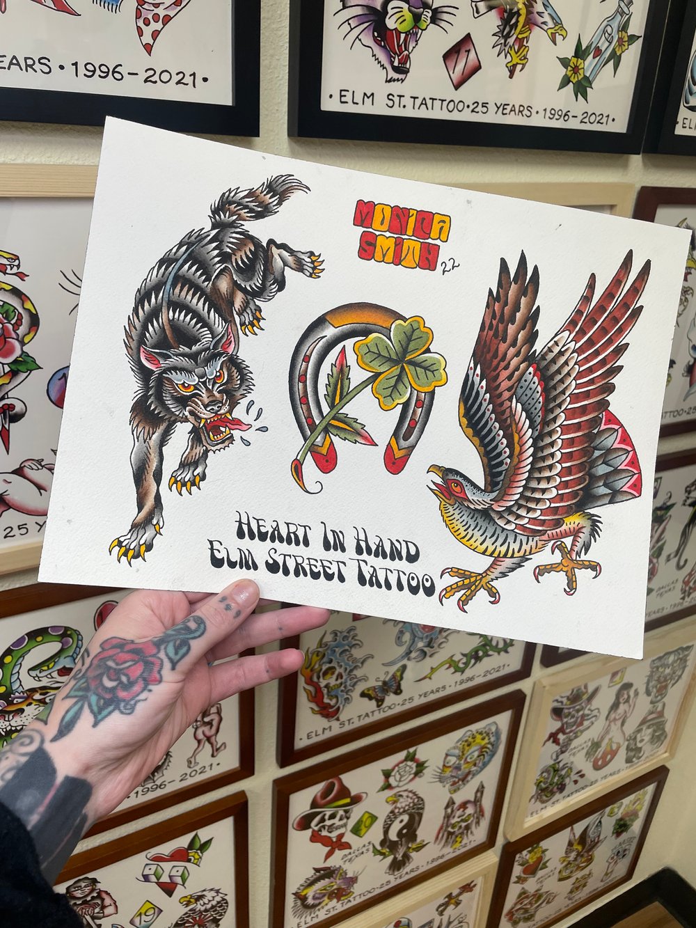 Image of Wolf and hawk print 12X9 