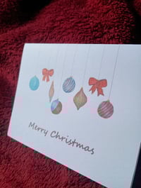 Image 2 of Hand-Embellished Christmas Ornament Card 6-Pack | Merry Christmas | Holiday Card $20
