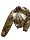 vintage golden LEATHER bomber jacket
