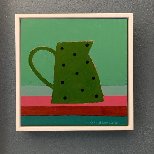 Image of Green Jug on Stripes