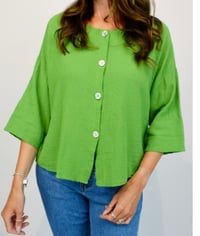Image 2 of Button Front Hopsack Italian Cotton Top