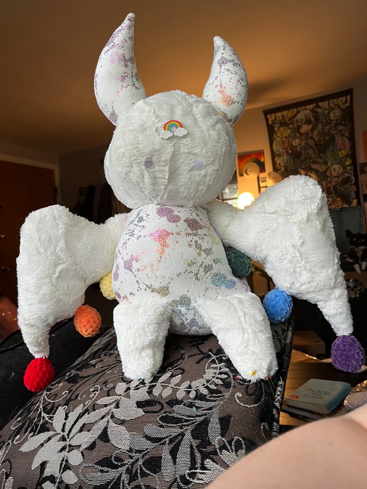 Image of Prismo the Rainbow Paint Devil Bat Plush!