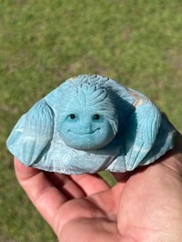 Image 4 of Sloth Carving - Blue Aragonite #2917