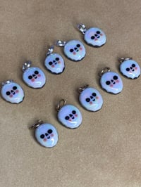 Image 2 of Tiny Happy Skulls - mother of pearl lustre (gold and silver jump ring options)